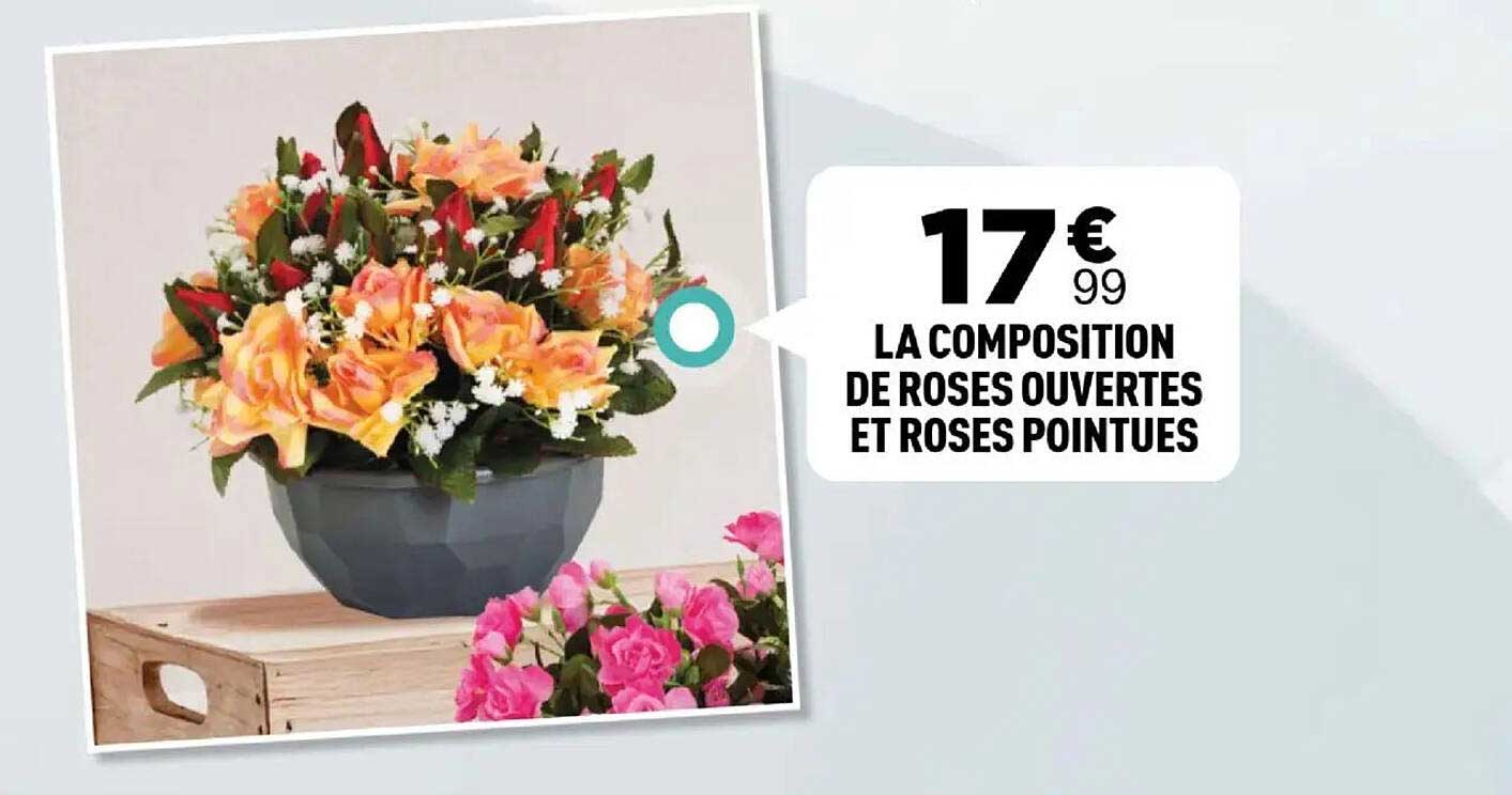 LA COMPOSITION DE ROSES OUVERTES ET ROSES POINTUES