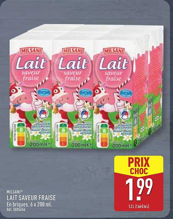 Lait saveur fraise - MILSANI