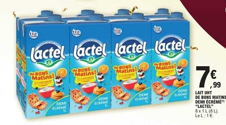 Lait UHT de bons matins demi écrémé "Lactel"