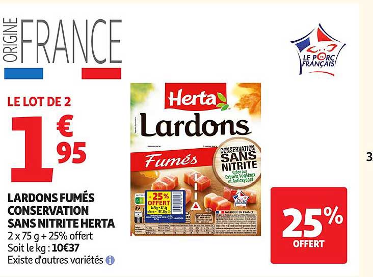 LARDONS FUMÉS CONSERVATION SANS NITRITE HERTA