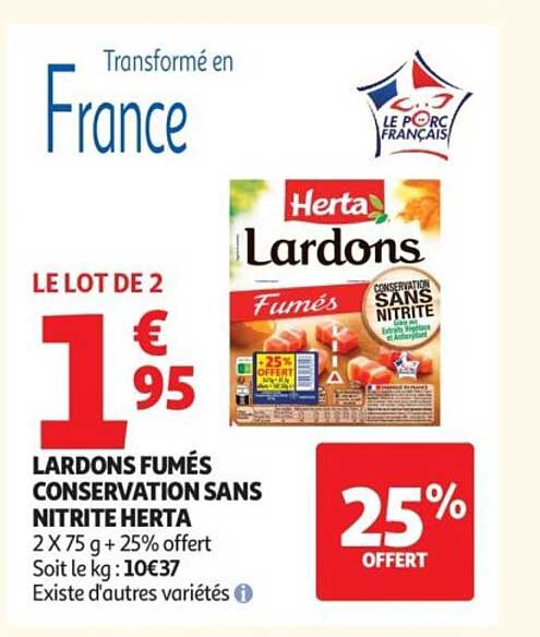 LARDONS FUMÉS CONSERVATION SANS NITRITE HERTA