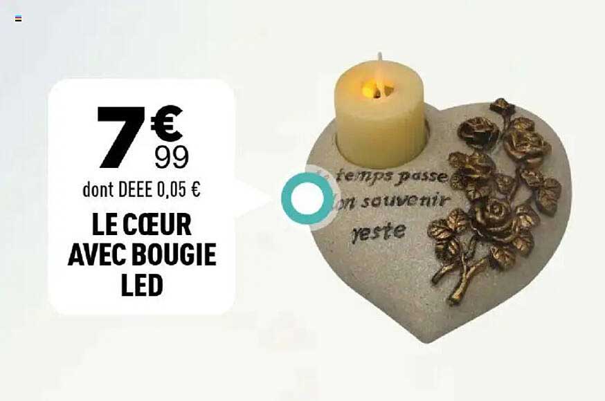 LE CŒUR AVEC BOUGIE LED