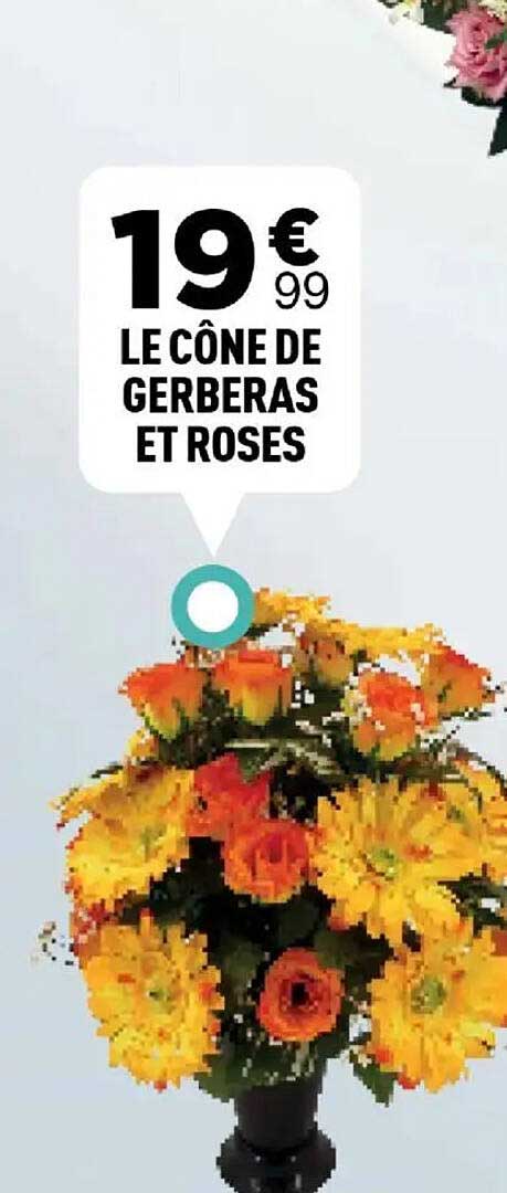 LE CÔNE DE GERBERAS ET ROSES