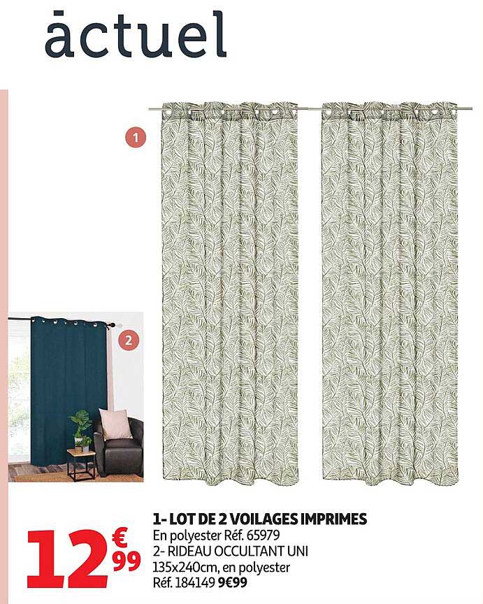 LOT DE 2 VOILAGES IMPRIMES