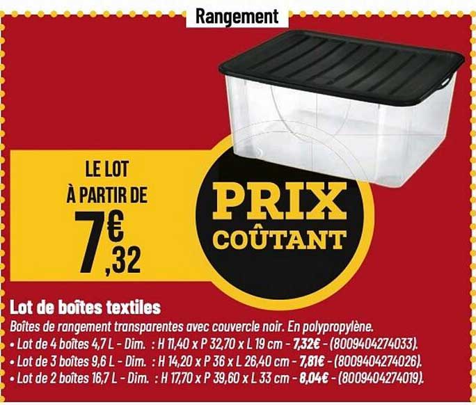 Lot de boîtes textiles