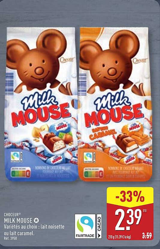 MILK MOUSE - Variétés au choix : lait noisette ou lait caramel.