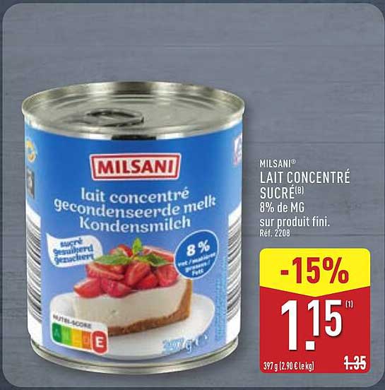 MILSANILAIT CONCENTRÉ SUCRÉ 8% de MG