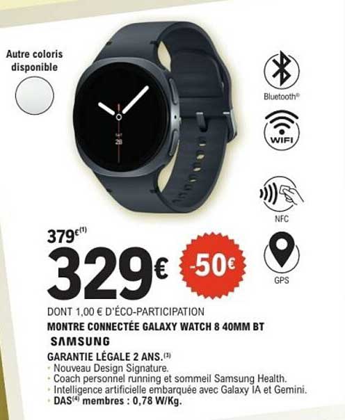 Montre connectée Galaxy Watch 8 40mm BT Samsung