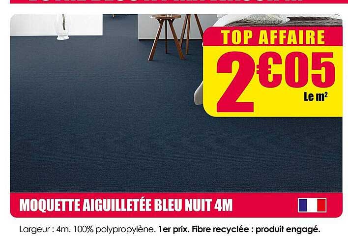 MOQUETTE AIGUILLETÉE BLEU NUIT 4M