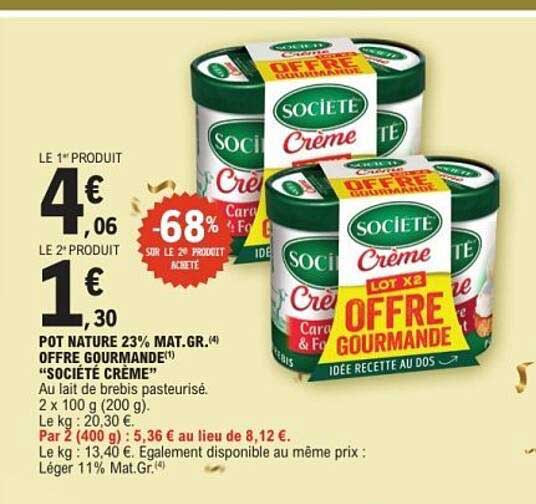OFFRE GOURMANDE SOCIÉTÉ CRÈME