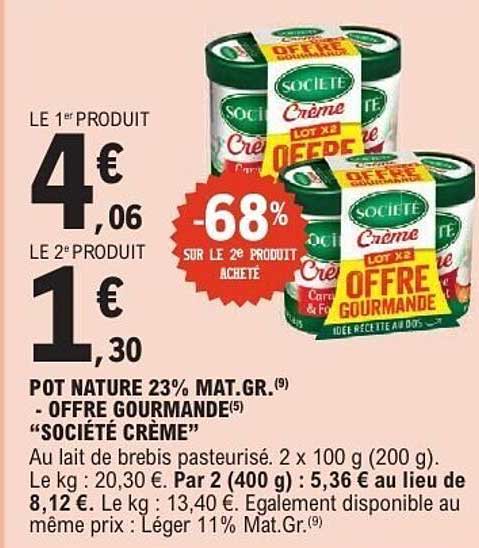 OFFRE GOURMANDE SOCIÉTÉ CRÈME