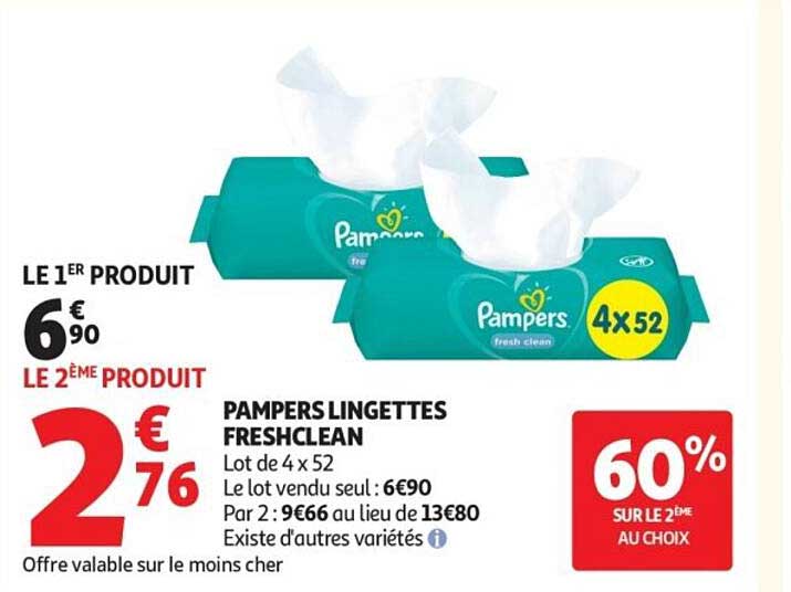 PAMPERS LINGETTES FRESH CLEAN