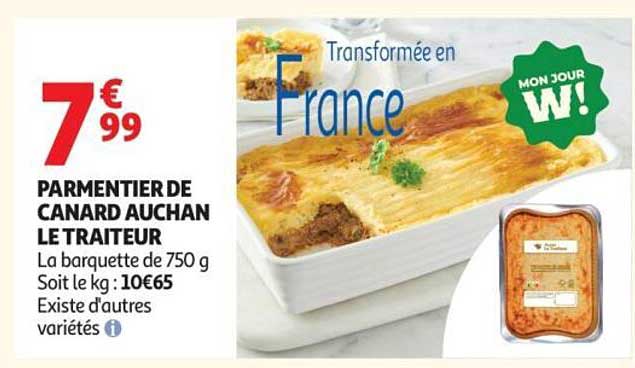 PARMENTIER DE CANARD AUCHAN LE TRAITEUR