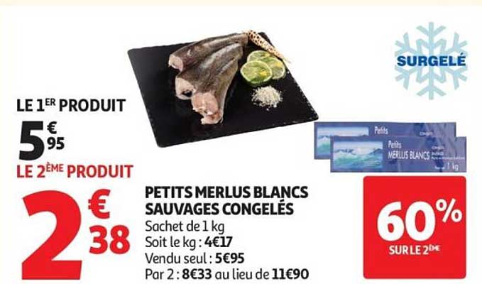 PETITS MERLUS BLANCS SAUVAGES CONGELÉS