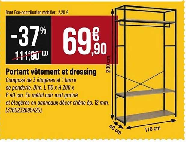 Portant vêtement et dressing