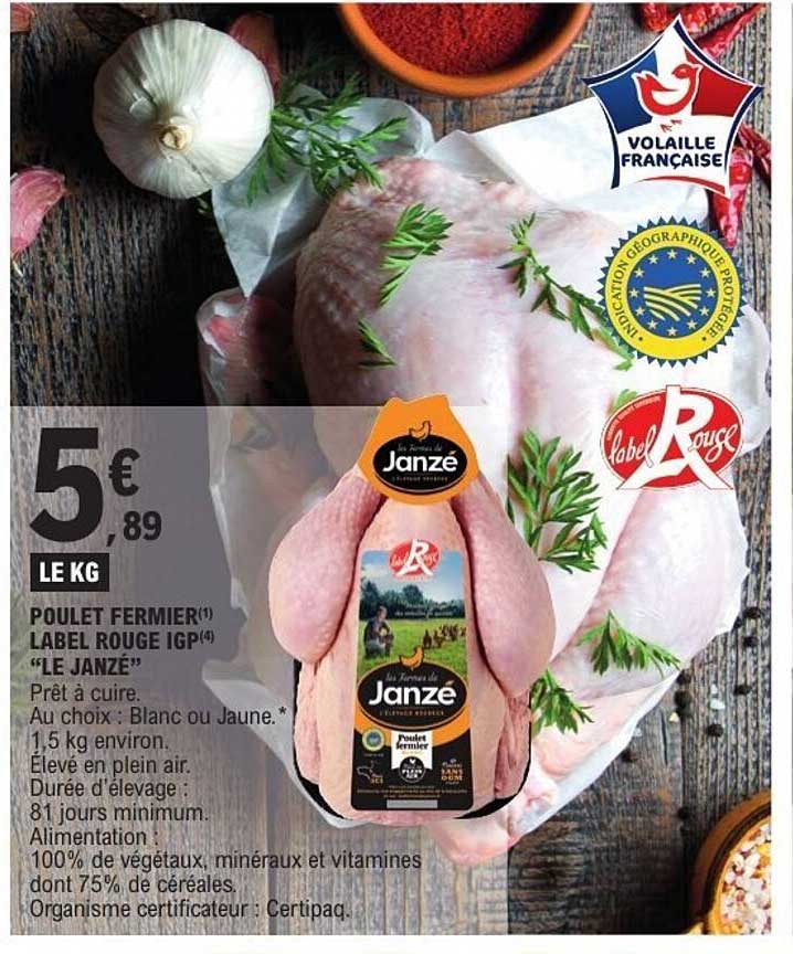 POULET FERMIER LABEL ROUGE IGP "LE JANZÉ"