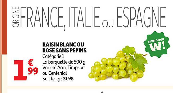 RAISIN BLANC OU ROSE SANS PEPIINS