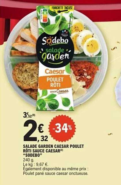 SALADE GARDEN CAESAR POULET RÔTI SAUCE CAESAR