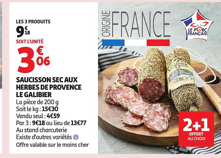 SAUCISSON SEC AUX HERBES DE PROVENCE LE GALIBIER