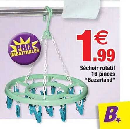 Séchoir rotatif 16 pinces "Bazarland"
