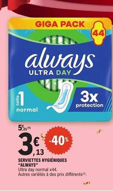 SERVIETTES HYGIÉNIQUES “ALWAYS”