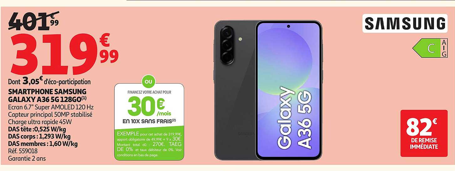 SMARTPHONE SAMSUNG GALAXY A36 5G 128GO