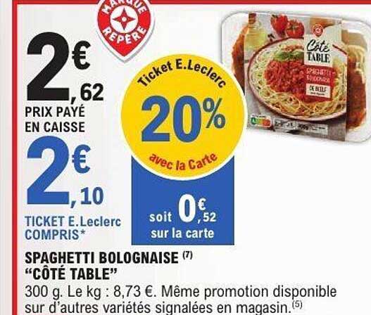 SPAGHETTI BOLOGNAISE "CÔTÉ TABLE"