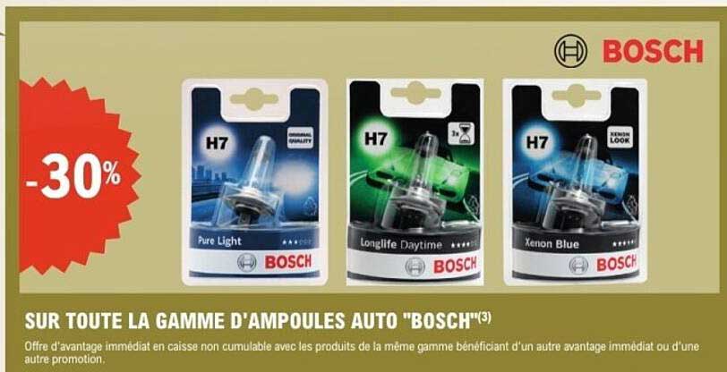 SUR TOUTE LA GAMME D'AMPOULES AUTO "BOSCH"