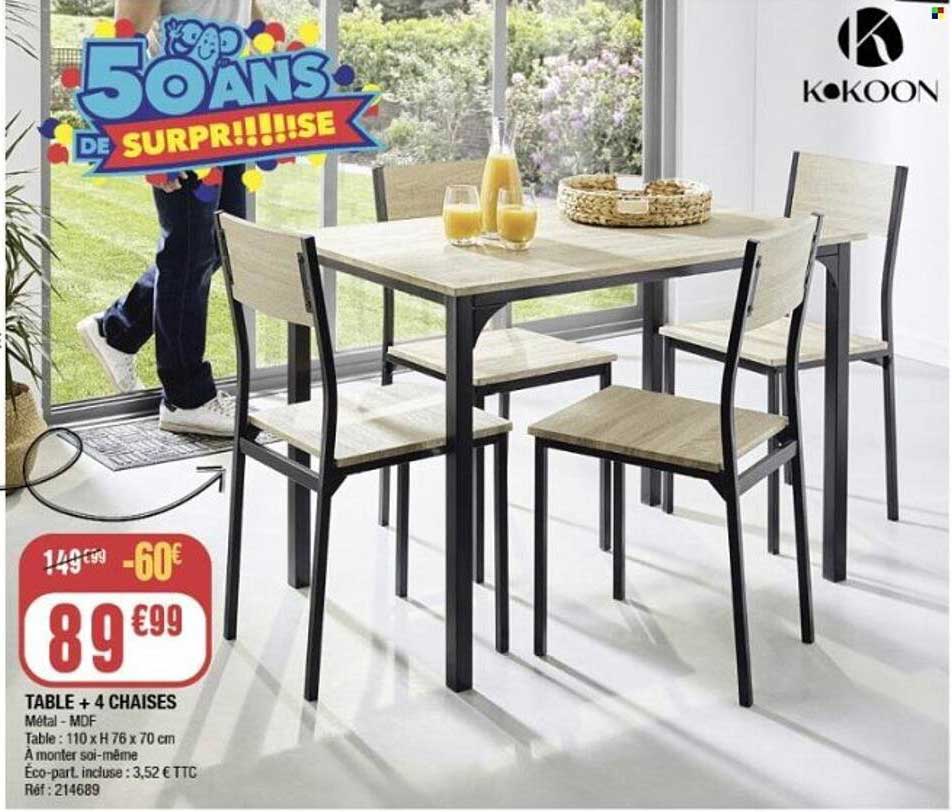 TABLE + 4 CHAISES