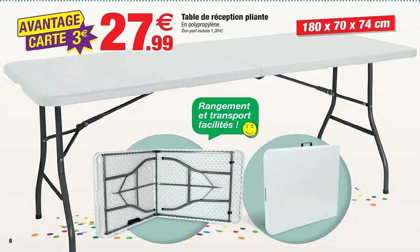 Table de réception pliante