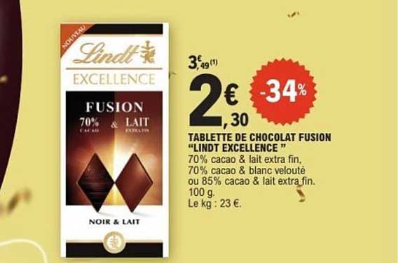 TABLETTE DE CHOCOLAT FUSION “LINDT EXCELLENCE”