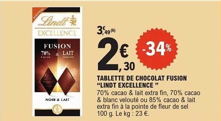 TABLETTE DE CHOCOLAT FUSION "LINDT EXCELLENCE"