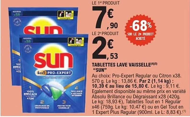 TABLETTES LAVE VAISSELLE "SUN"