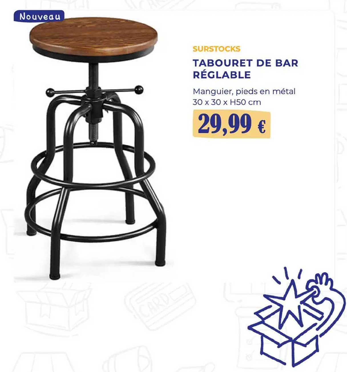 TABOURET DE BAR RÉGLABLE