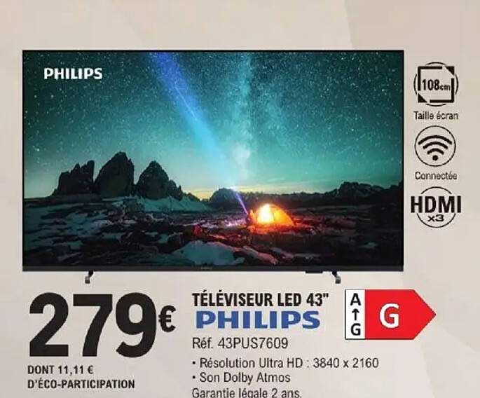 TÉLÉVISEUR LED 43" PHILIPS