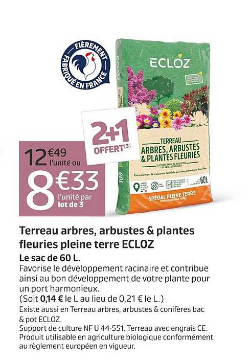 Terreau arbres, arbustes & plantes fleuries pleine terre ECLOZ