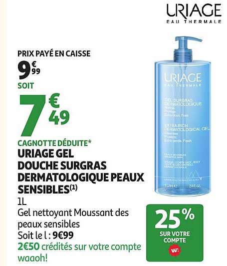 URIAGE GEL DOUCHE SURGRAS DERMATOLOGIQUE PEAUX SENSIBLES