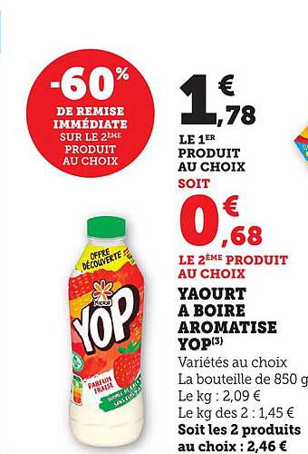 YOP YAOURT À BOIRE AROMATISE YOP