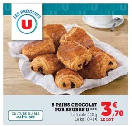 8 PAINS CHOCOLAT PUR BEURRE U (x8)