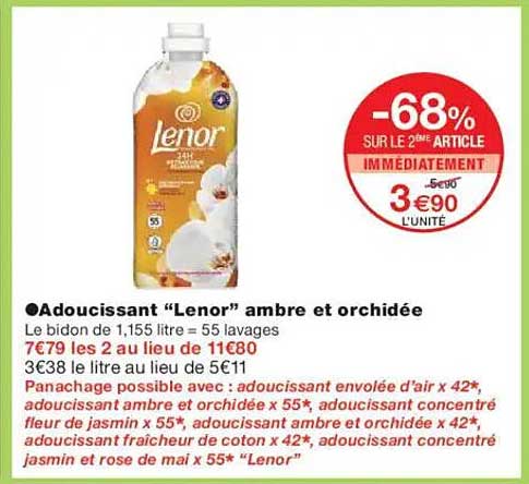 Adoucissant “Lenor” ambre et orchidée