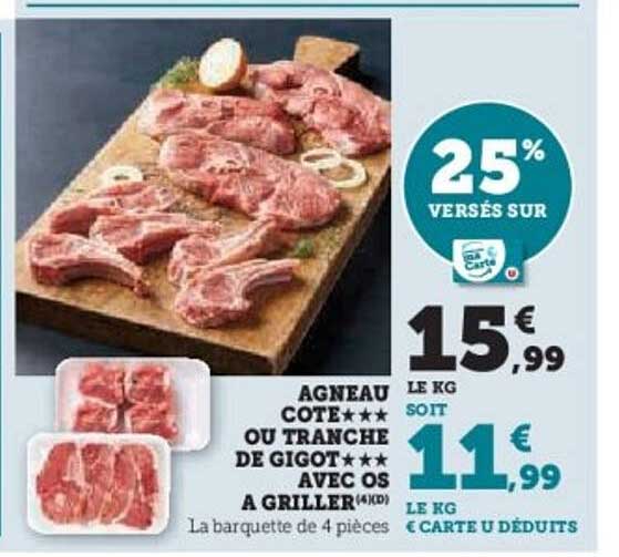 AGNEAU COTE*** OU TRANCHE DE GIGOT*** AVEC OS A GRILLER