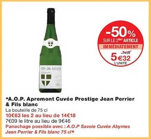 A.O.P. Apremont Cuvée Prestige Jean Perrier & Fils blanc