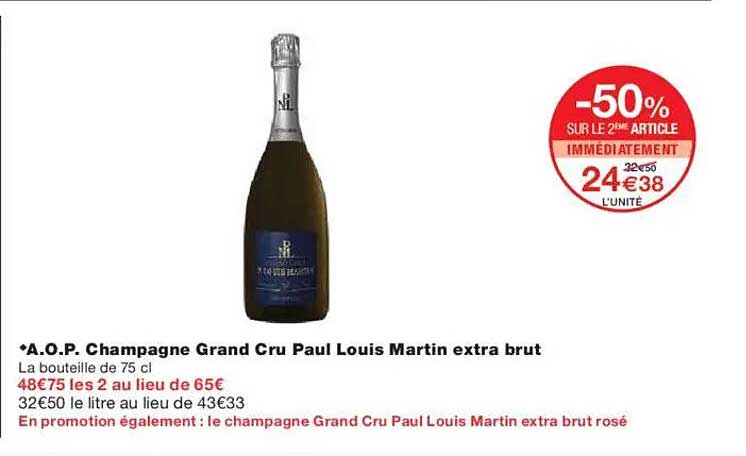 A.O.P. Champagne Grand Cru Paul Louis Martin extra brut