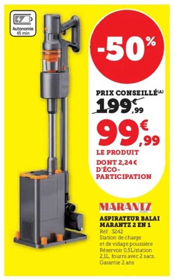 ASPIRATEUR BALAI MARANTZ 2 EN 1