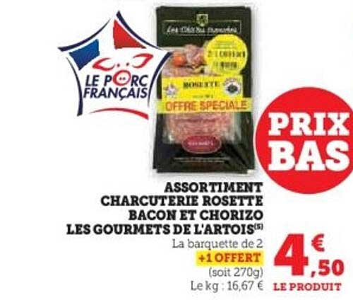 ASSORTIMENT CHARCUTERIE ROSETTE BACON ET CHORIZO