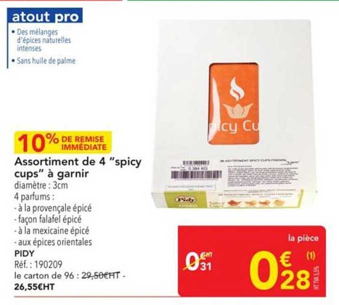 Assortiment de 4 "spicy cups" à garnir