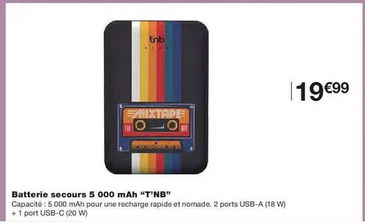 Batterie secours 5 000 mAh “T’NB”