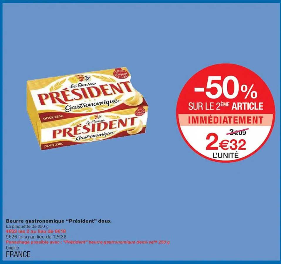 Beurre gastronomique “Président” doux