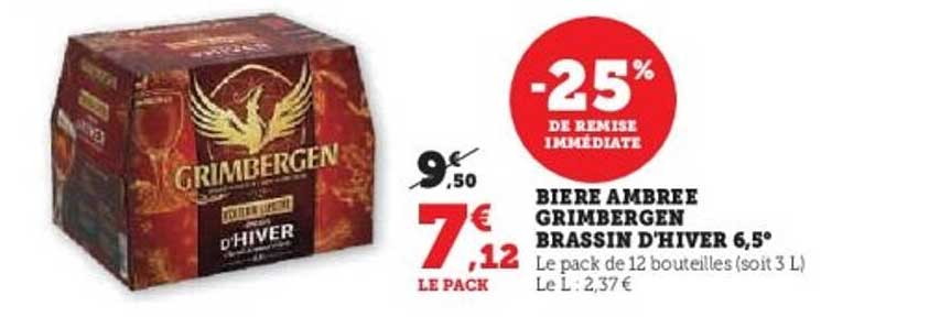 BIERE AMBREE GRIMBERGEN BRASSIN D'HIVER 6,5°