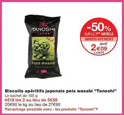 Biscuits apéritifs japonais pois wasabi “Tanoshi”